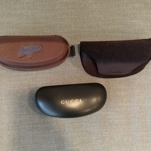 3 sunglass cases: Gucci, tom ford, maui jim